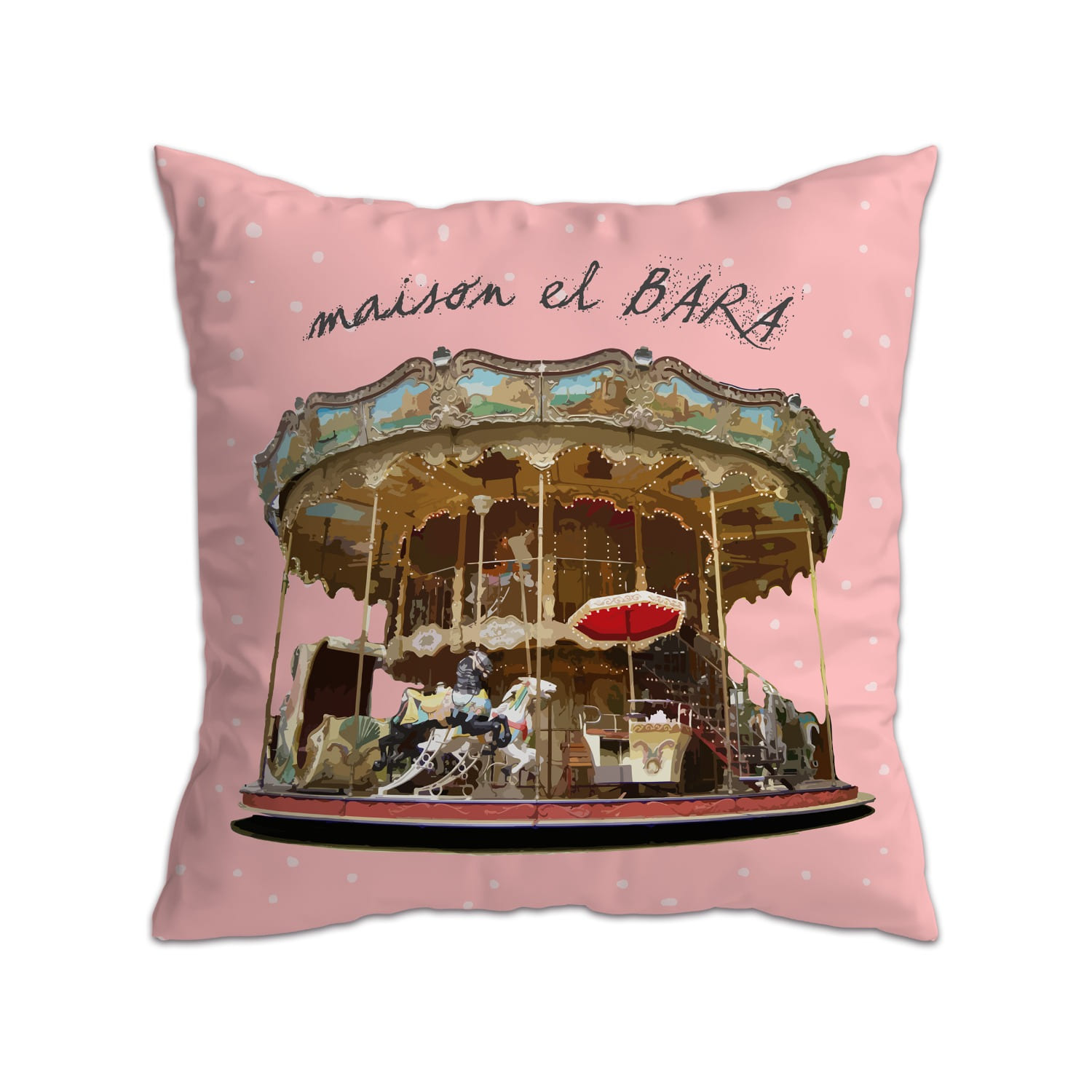[drawing AMY] Merry go round Pink cushion